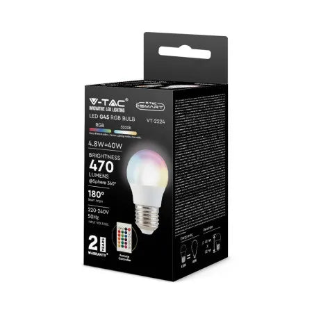 LED Крушка 4.8W E27 G45 Дистанционно RGB + 3000K Димираща