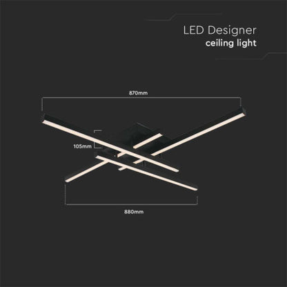 LED Осветител 38W Плафон 850x850x105мм 4000K/3000K Черен