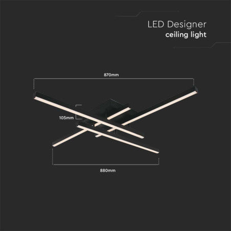 LED Осветител 38W Плафон 850x850x105мм 4000K/3000K Черен