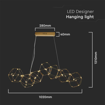 20W LED Полилей (94.5 x 32.5 x 120см) 3000K Златно Тяло