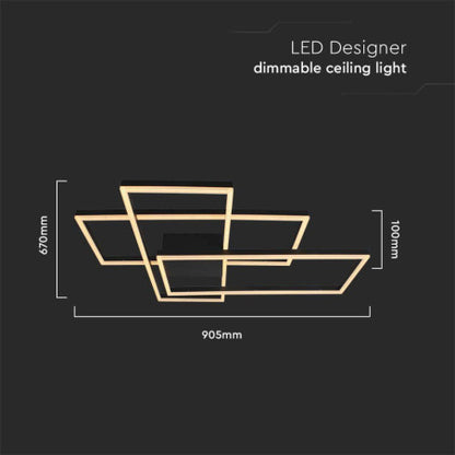 LED Осветител 47W За Таван (L90xW67x9см) 3000K Черно Тяло