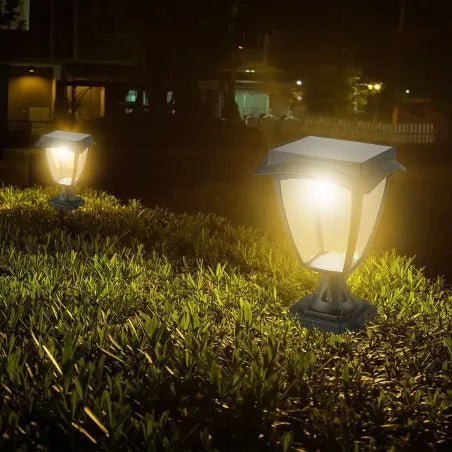 2W LED Соларна Наземна Лампа Черен Мат 3000К+6000К