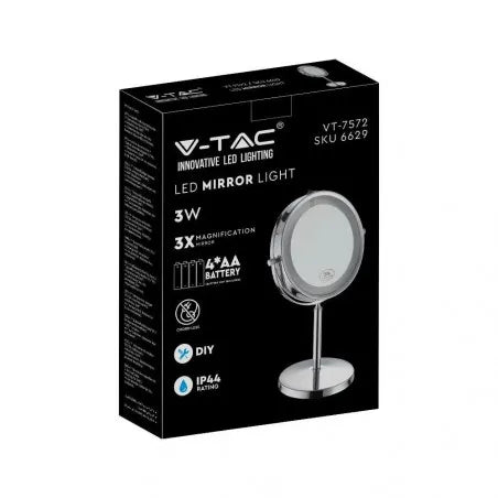 3 LED Огледало Настолно 4 x AA Батерии Тяло Никел