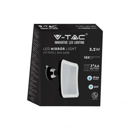 3.2W LED Огледало 3 x AA Батерии Черно Тяло