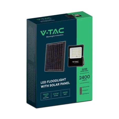 20W LED Соларен Прожектор 6400К